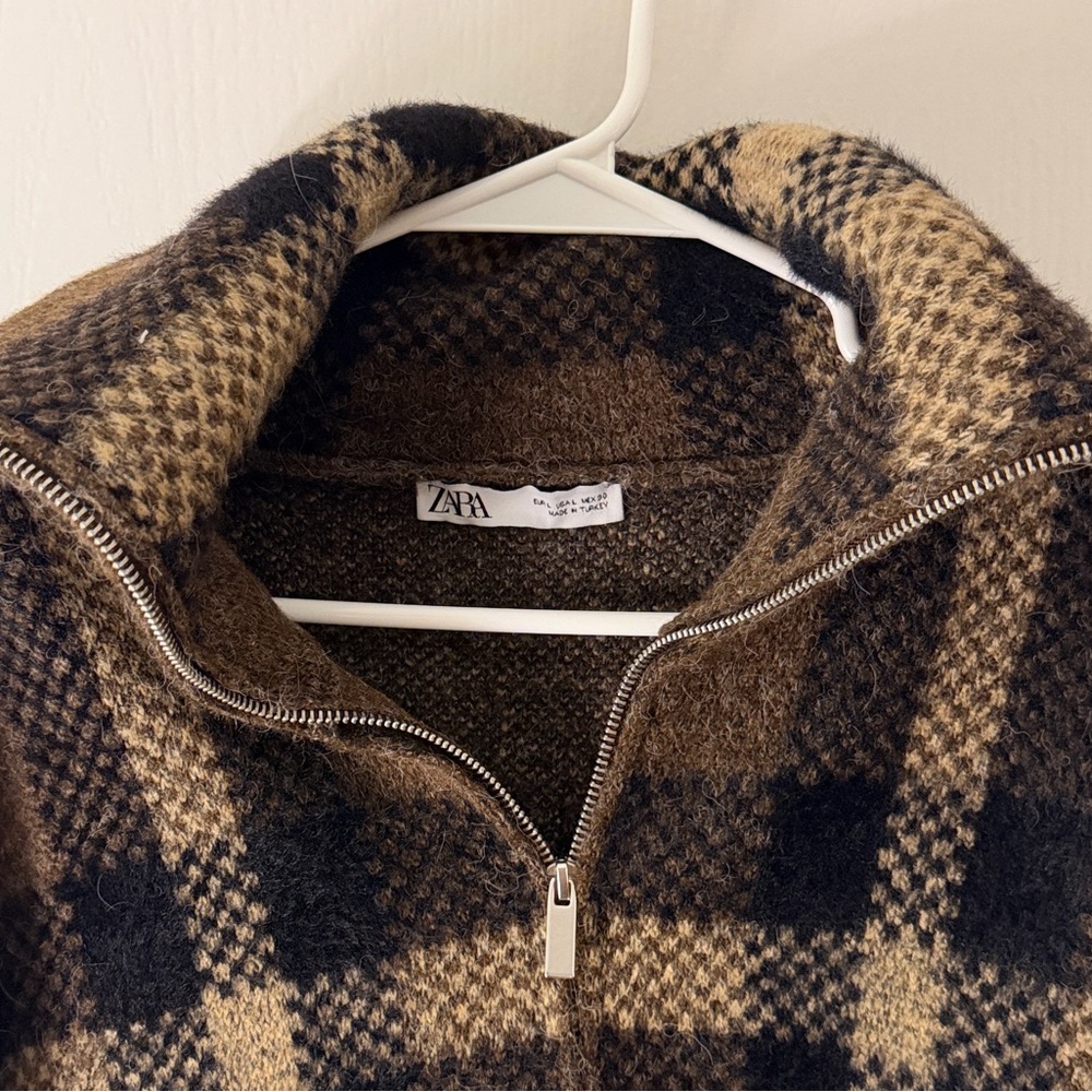Zara checkered knit bomber jacket - Picture 7 of 8